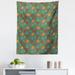 Fern Green Tapestry Image with Swirls Floral Details Paisley Design Fern Green Backdrop Fabric Wall Hanging Decor for Bedroom Living Room Dorm 5 Sizes Orange Blue and Red by Ambesonne