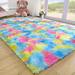 Noahas Soft Fluffy Rainbow Rugs for Girls Bedroom 5x8 Shaggy Kids Playroom Rugs Colorful Plush Rug for Living Room Nursery Cute Fuzzy Carpet Home Decor Mat for Baby Toddlers Teens Teal