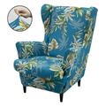 KBOOK Stretch Wing Chair Covers Printed Wingback Chair Slipcover Armchair Covers Home Decor 2-Piece