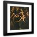 Fabrizio Santafede 12x14 Black Modern Framed Museum Art Print Titled - The Holy Family with Saint Francis of Assisi Adoring the Christ Child with Two Youths and Angels Above