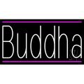 White Buddha With Line LED Neon Sign 20 Tall x 37 Wide - inches Black Square Cut Acrylic Backing with Dimmer - Premium built indoor Sign for Home dÃ©cor Event Religious place Store interior.