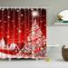 Surakey Christmas Shower Curtain Waterproof Polyester Christmas Tree Curtain with Hooks for shower room Red 47.24 x70.86