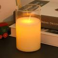 USB Rechargeable LED Candles Glass LED Candle Flameless Candles Glass Battery Operated Candles With Realistic Flickering Flames 7.5 * 12.5CM Warm Color