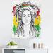 Rasta Tapestry Grunge Ethiopian Flag Colors with a Black and White Sketchy Girl Image Fabric Wall Hanging Decor for Bedroom Living Room Dorm 5 Sizes Red Marigold and Green by Ambesonne