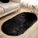 Christmas Saving Clearance! Sruiluo Faux Sheepskin Area Rugs for Bedroom Shaggy Plush Floor Carpet Bedside Rugs Super Soft Non-Slip Quick-Drying Room Decor Black 31.49x19.68