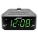 NELSONIC AM/FM Projection Dual Alarm Clock Radio Black and Silver with Green LED Display