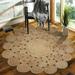 Natural Jute Round Beige Color Hand Braided Home Area Rug Living room Area rug Indoor Outdoor Carpet Door Mat-12x12 Square Feet (144x144 Inch)