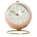 Metal Alarm Clock Round Alarm Clock Desktop Alarm Clock Bedside Alarm Clock (Pink Shipment without Battery)