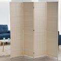 NiamVelo 4 Panel Room Dividers Folding Privacy Screen Freestanding Screen Partitions Portable Room Seperating Divider for Office Natural