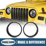 Hooke Road Front Headlight Guard Cover For Jeep Wrangler TJ 1997-2006 Matte Black ABS