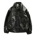 Men Leather Jacket Autumn Fleece Motorcycle PU Leahter Jacket Male Turndown Collar Casual Windbreaker Coat