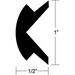 Taco Metals V12-0303BKA70-1 Black Rub Rail Insert 1/2 W x 1 H x 70 L