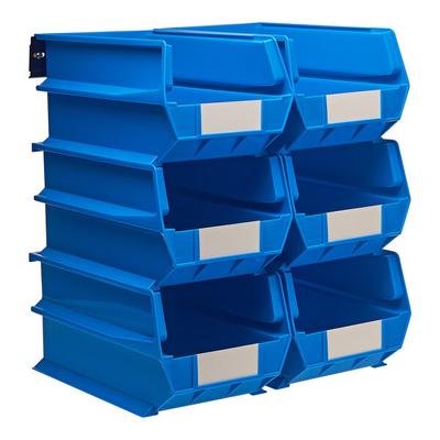 Triton Products LocBin Wall Storage System with (6) 14 3/4" Blue Bins and (2) Rails 3-240BWS