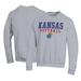 Men's Champion Gray Kansas Jayhawks Primary Team Logo Stack Softball Powerblend Pullover Sweatshirt