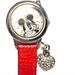 Disney Accessories | Disney Mickey Mouse Charm Watch: Timeless Elegance With Sparkling Rhinestones | Color: Red/Silver | Size: Os