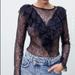Zara Tops | Nwot Zara Ruffled Lace Top Size M | Color: Blue | Size: M