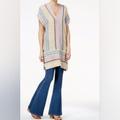 Free People Skirts | Free People Women V-Neck Hippie Top Striped L | Color: Blue/Cream | Size: L