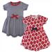 Touched by Nature Baby and Toddler Girl Organic Cotton Short-Sleeve Dresses 2pk Red Flowers 3 Toddler