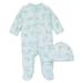 Little Me Preemie 2-Piece Aqua Flower Footie and Hat Set in Pink