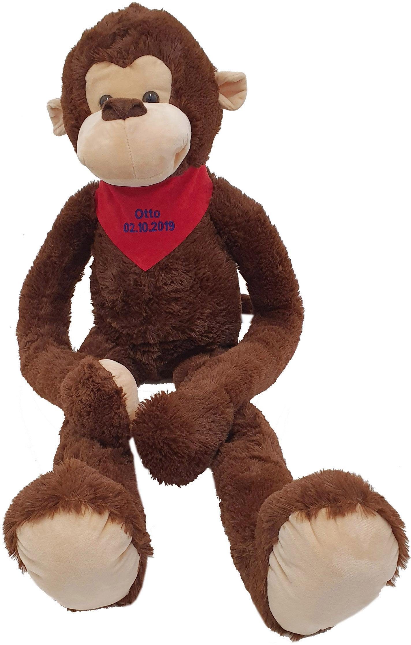 Kuscheltier HEUNEC "Misanimo, Affe schlenkernd, 100 cm", braun, Plüschfiguren, KinderH:100cm, Polyester, Kuscheltier, mit individuell bestickbarem Halstuch, H:100cm