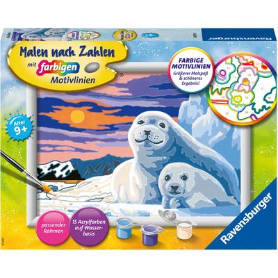Malen nach Zahlen RAVENSBURGER "Niedliche Robben", bunt, Malvorlagen, KinderB:24cm H:18cm, Made in Europe, B:24cm H:18cm