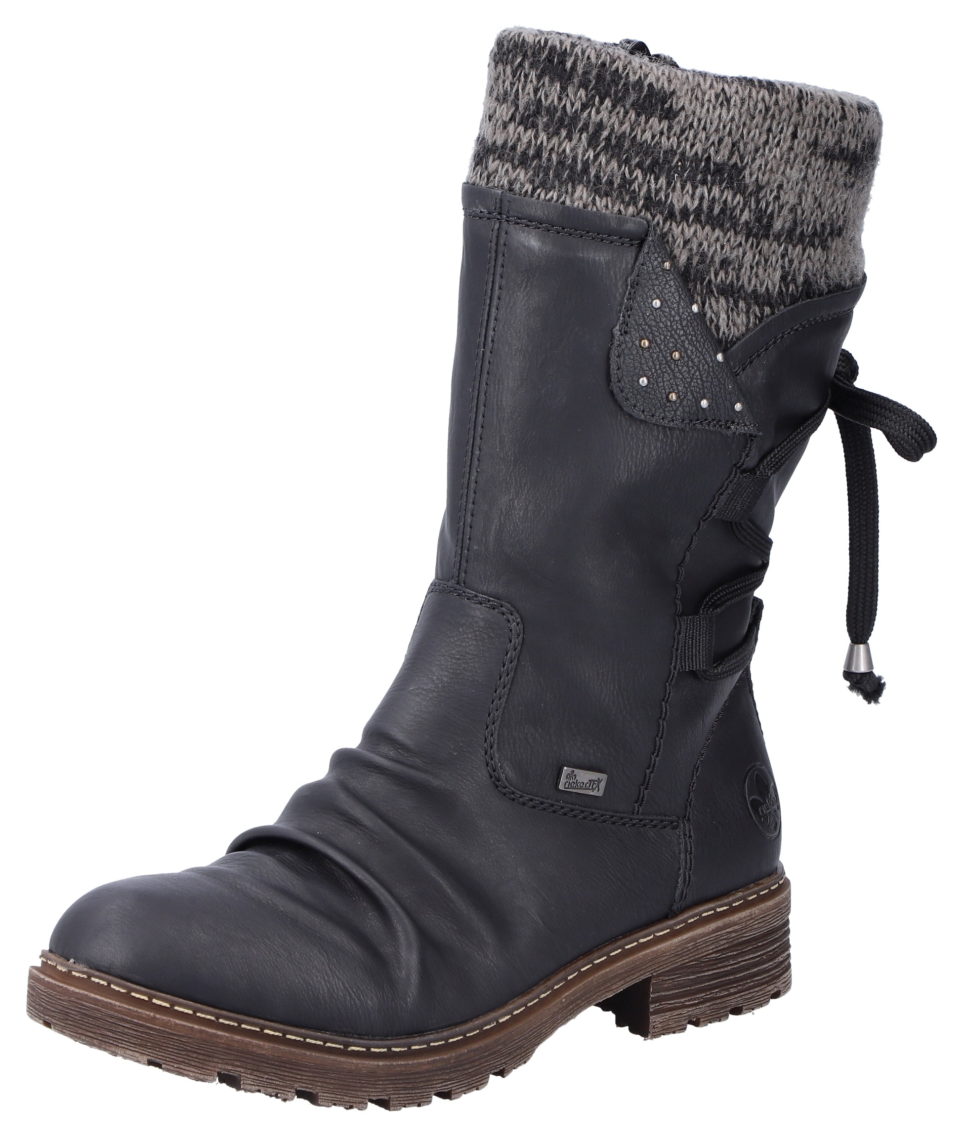 Winterstiefel RIEKER, Damen, Gr. 39, schwarz, Lederimitat, Textil, Schuhe Winterstiefel, Winterboots, Profilsohle, Warmfutter, mit Rieker-TEX, Topseller