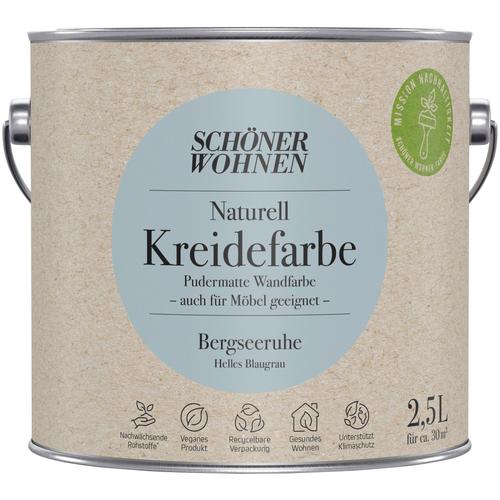 „SCHÖNER WOHNEN-FARBE Wand- und Deckenfarbe „“Naturell Kreidefarbe““ Farben 2,5 Liter, pudermatt, auch für Möbel geeignet, German Brand Award 2023 Gr. 2,5 l 2500 ml, blau (bergseeruhe) Wandfarbe bunt“