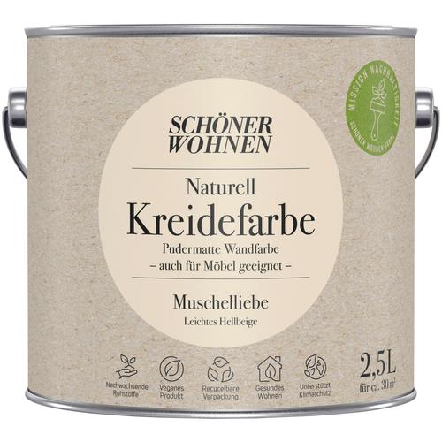 „SCHÖNER WOHNEN-FARBE Wand- und Deckenfarbe „“Naturell Kreidefarbe““ Farben 2,5 Liter, pudermatt, auch für Möbel geeignet, German Brand Award 2023 Gr. 2,5 l 2500 ml, beige (muschelliebe) Wandfarbe bunt“