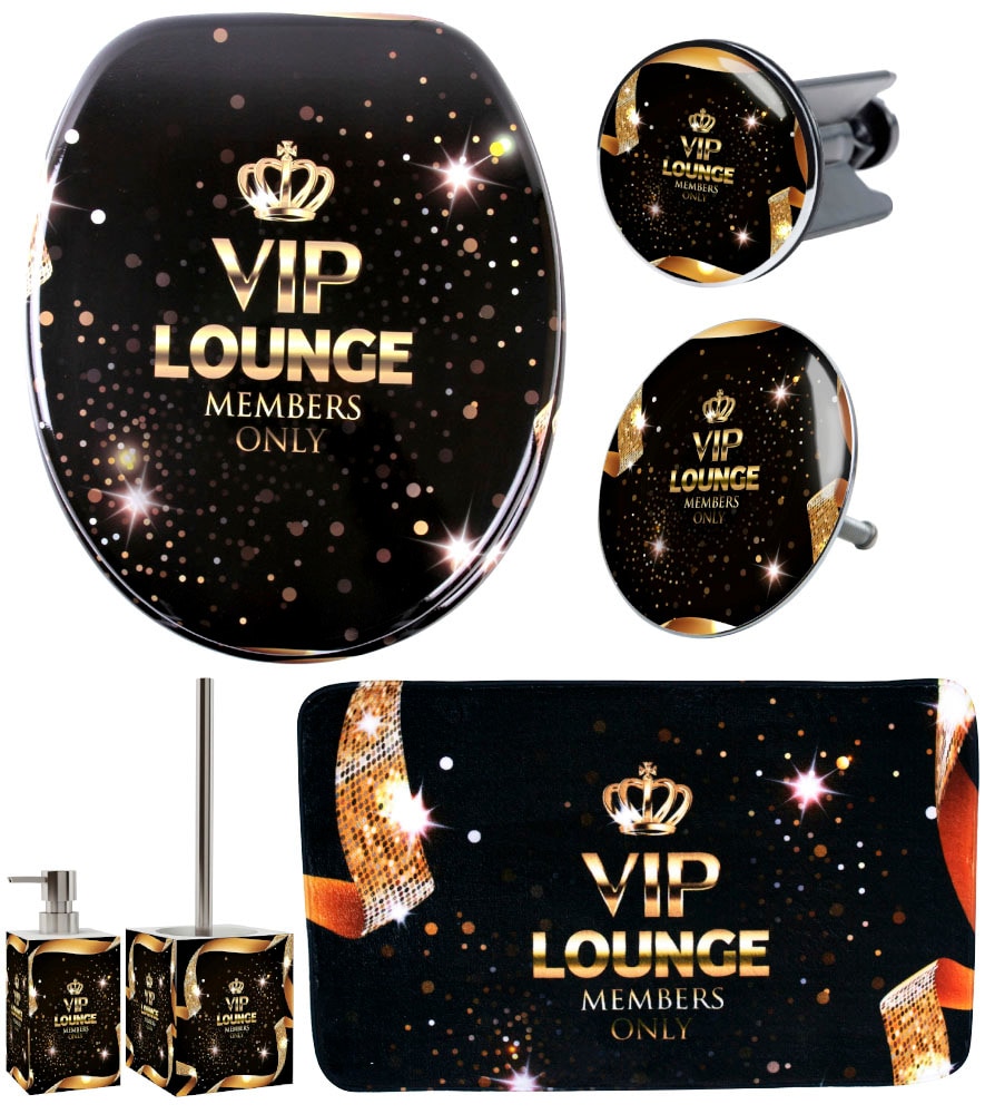 Badaccessoire-Set SANILO "VIP Lounge", schwarz, Massivholz, Badaccessoires-Sets