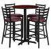 Flash Furniture Carlton 30" Round Laminate Table Set w/ X-Base & 4 Ladder Back Metal Outdoor Barstools Wood/Metal in Red | 58 H x 18 W x 26 D in | Wayfair