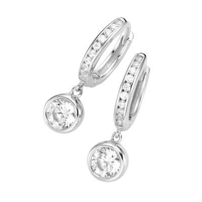 Giorgio Martello Milano Klappcreolen mit Behang, Zirkonia weiß, Silber 925 Onesize Weiss Damen Image