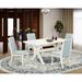 East West Furniture 4 - Person Solid Wood Dining Set Wood/Upholstered in Brown/Green/White | 30 H x 36 W x 60 D in | Wayfair X026LA015-5