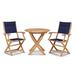 Red Barrel Studio® Amie-Leigh 3-Piece Teak Outdoor Bistro Set Folding Table & Armchairs In White PVC-Coated Polyester Fabric Wood/Teak | Wayfair