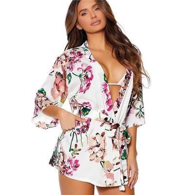 Floral Charmeuse Kimono Robe