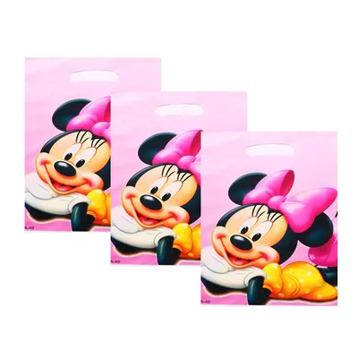 Sac en plastique Minnie Mouse Cartoon pour enfants fête d'anniversaire mariage collation au