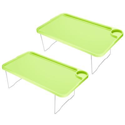 2pcs Breakfast Tray Table with Folding Legs Serving Platter Laptop Desk, Green