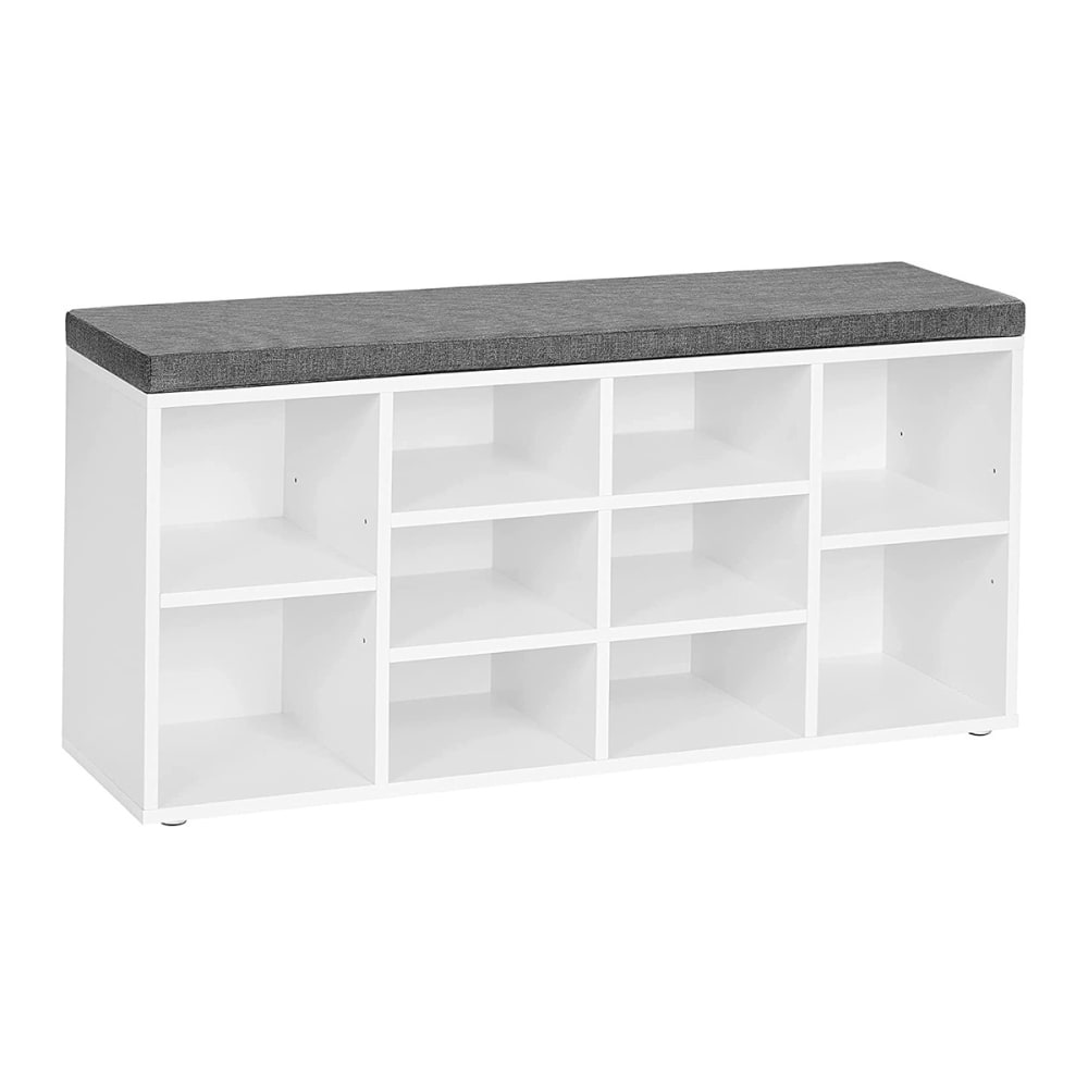 Banc à Chaussures Blanc avec Coussin d'Assise - L104 cm
