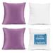 Nestl Plush 2 Pack Solid Decorative Microfiber Square Throw Pillow Cover with Throw Pillow Insert for Couch Lavendar Dream 22 x 22