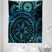 Mandala Tapestry Oceanic Colors Watercolor Style Brushstrokes and Bohemian Medallion Rounds Fabric Wall Hanging Decor for Bedroom Living Room Dorm 5 Sizes Sea Blue and Black by Ambesonne