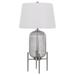 33 Inch Modern Table Lamp Rounded Glass Fluted Body Steel Stand White- Saltoro Sherpi