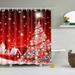 Surakey Christmas Shower Curtain Waterproof Polyester Christmas Tree Curtain with Hooks for shower room Red 70.86 x70.86