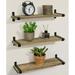 Afuly Rustic Wood Floating Shelves Wall Mounted Set of 3 Brown Wall Shelf with Metal Brackets Home Decor Storage