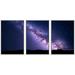 wall26 - 3 Piece Framed Canvas Wall Art - Landscape with Purple Milky Way. Night Sky with Stars and Hills at Summer. - Modern Home Art Stretched and Framed Ready to Hang - 16 x24 x3 White