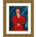 ChaÃ¯m Soutine 19x24 Gold Ornate Framed and Double Matted Museum Art Print Titled - The Woman in Red in Blue Background (Around 1928)