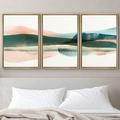 PixonSign Framed Wall Art Print Set Abstract Watercolor Green Hills Geometric Shapes Illustrations Modern Art Farmhouse/Country Scenic Fun for Living Room Bedroom Office - 24 x36 x3 Natural