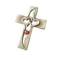 YUEHAO Home Decor Carved Wooden Cross Intertwined Hearts Acrylic Love Cross Ornaments Desktop Ornament Red