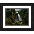 Achille Etna Michallon 14x11 Black Ornate Wood Framed Double Matted Museum Art Print Titled: Waterfall at Mont-Dore (1818)