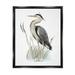 Stupell Industries Peaceful Heron Bird Standing Amidst Wild Grass Graphic Art Jet Black Floating Framed Canvas Print Wall Art Design by Studio Q