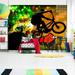 Tiptophomedecor Peel and Stick Street Art Wallpaper Wall Mural - Bicycle Tricks - Removable Wall Decals