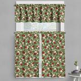 Ambesonne Christmas Valance & Curtain Balls Holly Old 55 x30 Red Green Grey